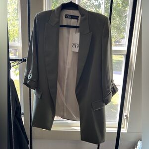 zara green blazer